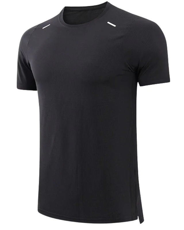 CHINEE-Mens-Black-Polyester-Crew-Neck-Sports-T-Shirt-Quick-Dry-Breathable-Short-Sleeve-Gym-Training-Fitness-Athletic-Wear-OEM