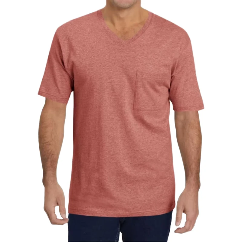 CHINEE-Mens-Casual-Summer-100-Cotton-V-Neck-T-Shirts-220-Grams-Solid-Heavyweight-Quick-Dry-Breathable-Eco-Friendly