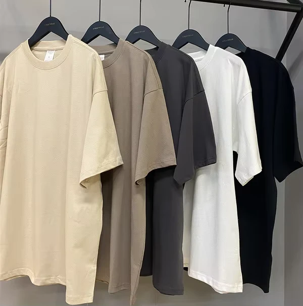 CHINEE-Mens-Combed-Cotton-220g-Japan-Solid-Color-Blank-Short-Sleeve-T-Shirt-Garment-Dyed-Straight-Quick-Drying