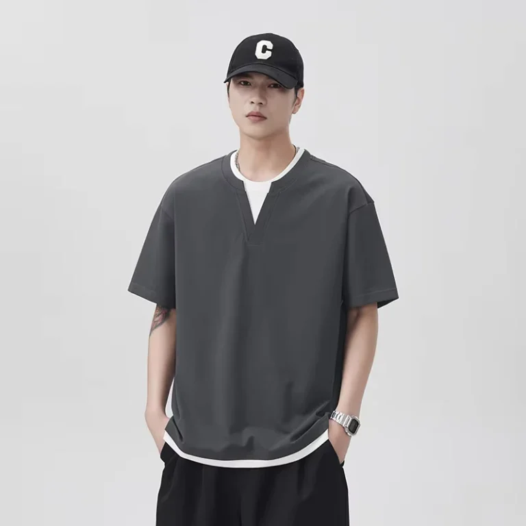 CHINEE-Mens-Cotton-T-Shirt-Crew-Neck-Short-Sleeve-Custom-Logo-Loose-Style-Short-Sleeve-1.-Crew-Neck-2