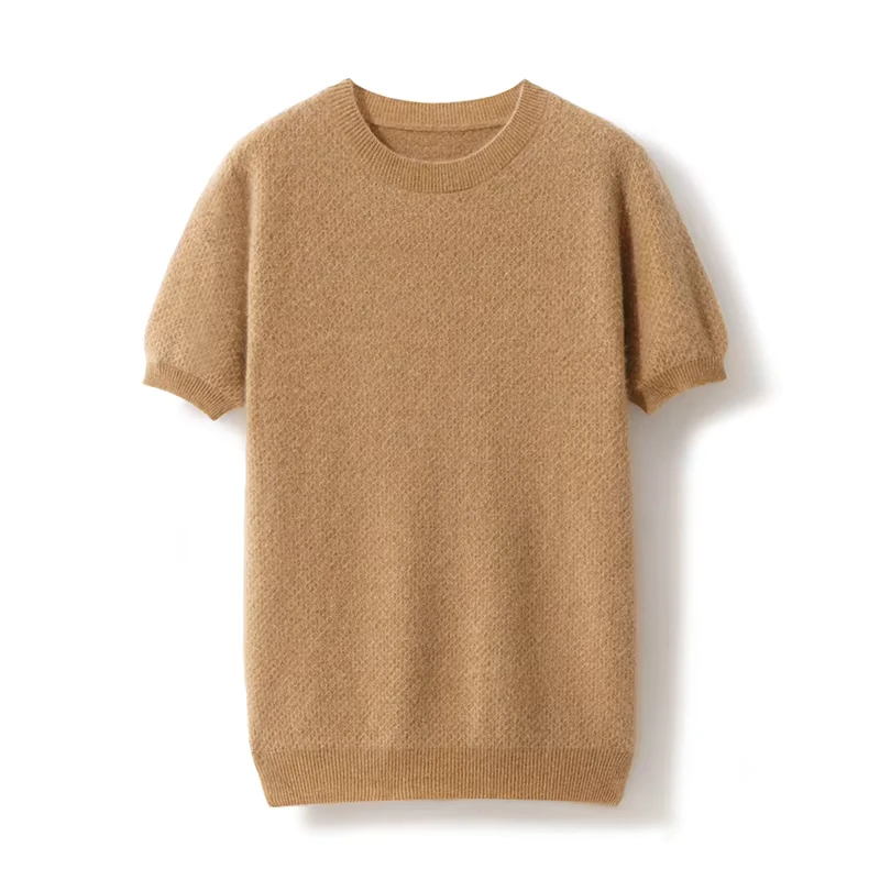 CHINEE-Mens-Crew-Neck-Short-Sleeve-100-Pure-Wool-Knitted-T-shirt-Business-Casual-Pullover-Custom-Logo-OEM-ODM-Factory