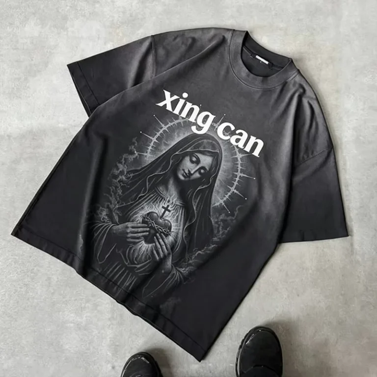 CHINEE-Mens-Custom-100-Cotton-Vintage-Crew-Neck-T-Shirt-Retro-Street-Style-Heavyweight-DTG-Direct-to-Garment-Printing-Solid-Color-3