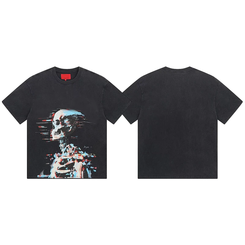 CHINEE-Mens-Custom-Cotton-Vintage-Crew-Neck-Skull-Racing-T-Shirt-Retro-Street-Style-Heavyweight-DTG-Digital-Print