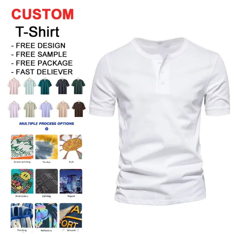 CHINEE-Mens-Fitted-Slim-Fit-Short-Sleeve-Casual-Solid-Color-100-Cotton-T-Shirts-with-Front-Logo-High-Quality-T-Shirt