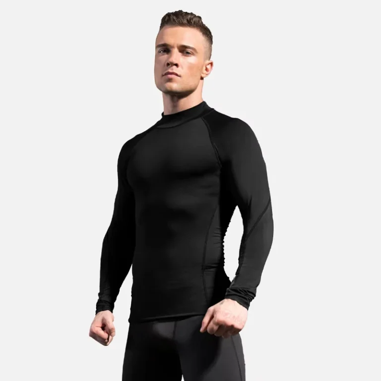 CHINEE-Mens-High-Neck-Fitness-Long-Sleeve-PRO-Sports-Running-Long-Sleeve-T-shirt