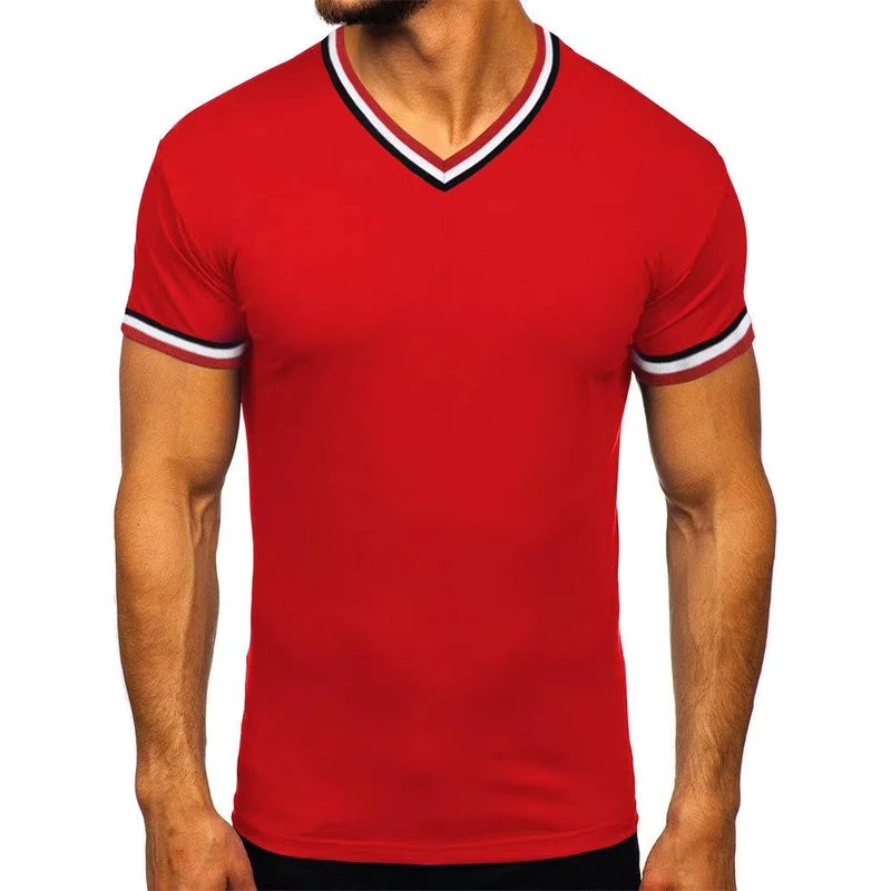 CHINEE-Mens-High-Quality-100-Cotton-V-Neck-T-Shirt-Quick-Dry-Breathable-Street-Wear-Custom-Digital-Printing-OEM-Fashion