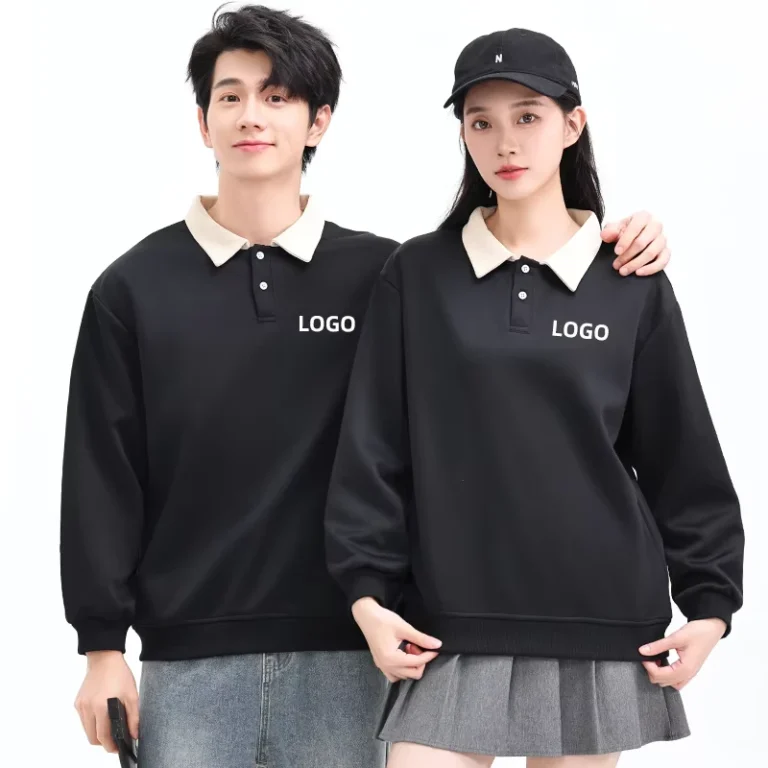 CHINEE-Mens-Lapel-Sweater-Long-Sleeved-T-shirt-Logo-Printing-Embroidery-Long-Waiter-Uniforms