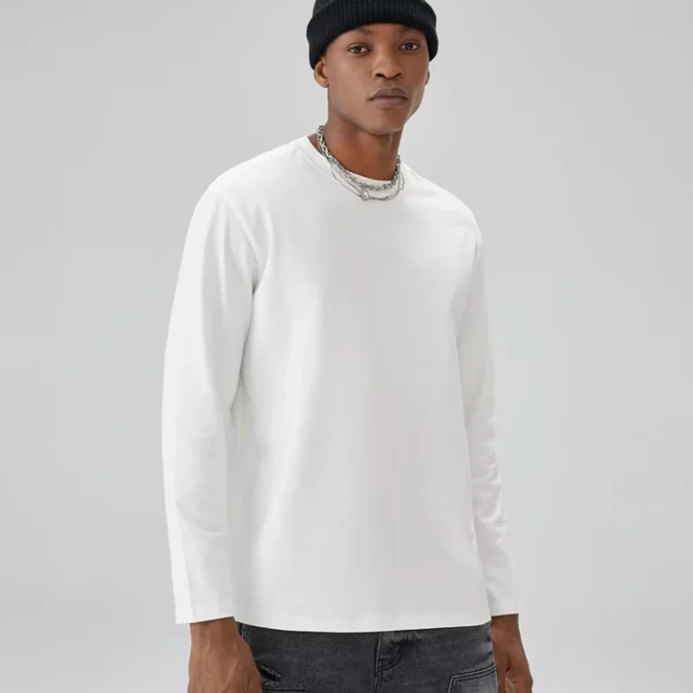CHINEE-Mens-Long-Sleeve-T-Shirt-Cotton-New-Fashion-Long-Sleeve-Custom-Logo-T-Shirts-White-Lightweight-Round-Neck-Long-Sleeve-T-shirt