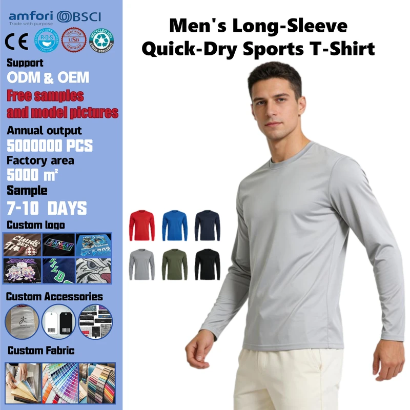 CHINEE-Mens-Long-sleeve-Running-T-shirt-Quick-dry-Breathable-Training-Sports-Top-Outdoor-Hiking-and-Cycling-Wear