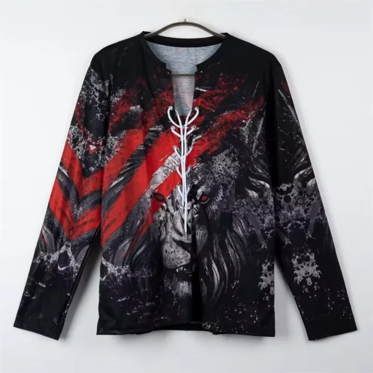 CHINEE-Mens-New-Animal-Custom-Logo-3D-Polyester-and-Sublimation-Print-Sports-Long-sleeved-T-shirt-with-Henry-Collar-Top