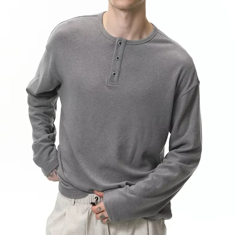 CHINEE-Mens-Other-Collar-Long-sleeve-T-shirt-Knitted-Print-Contrast-color-Button-Decoration-Loose-Fit-Casual-Base-Layer-Top-100