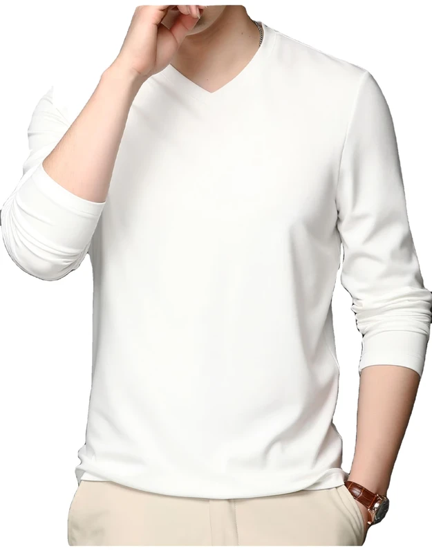 CHINEE-Mens-Oversized-V-neck-Eco-Friendly-Anti-shrink-Breathable-Short-Sleeve-Pure-Color-T-shirts-Spandex-Polyester