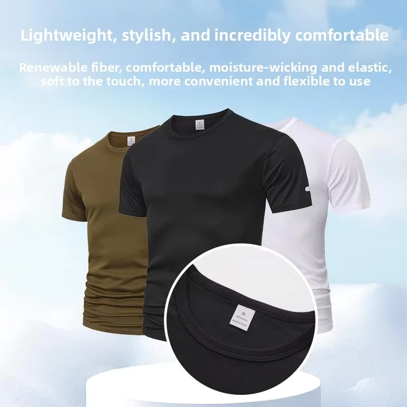 CHINEE-Mens-Quick-Dry-Crew-Neck-T-Shirt-100-Polyester-Slim-Fit-Custom-Design-Work-Sports-Wear