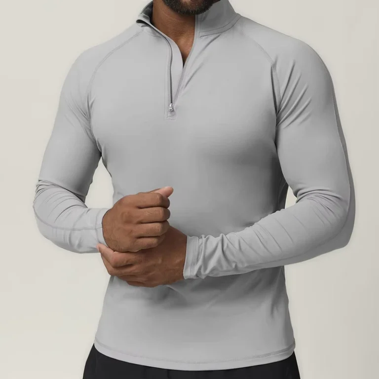 CHINEE-Mens-Sports-Zipper-Quick-drying-Long-sleeved-T-shirt-for-Running-Fitness-Home-Commuting-and-Casual-Wear