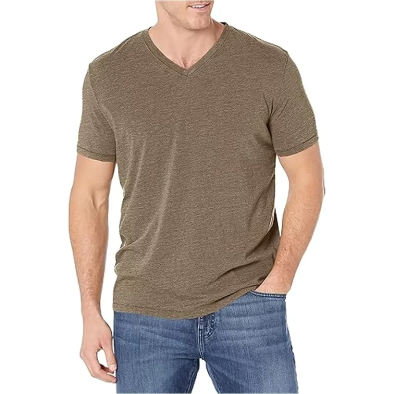 CHINEE-Mens-Summer-Solid-Color-V-Neck-Short-Sleeve-T-Shirts-Soft-Regular-Fit-Breathable-100-Cotton-Eco-Friendly-Customized-Color-Logo