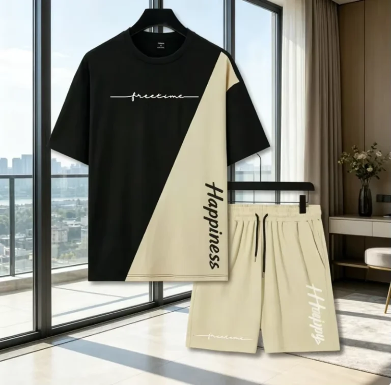 CHINEE-Mens-Trendy-Cartoon-Pattern-100-Polyester-Quick-Dry-T-Shirt-Set-Simple-Fashionable-Smart-Casual-Style-Summer-Season