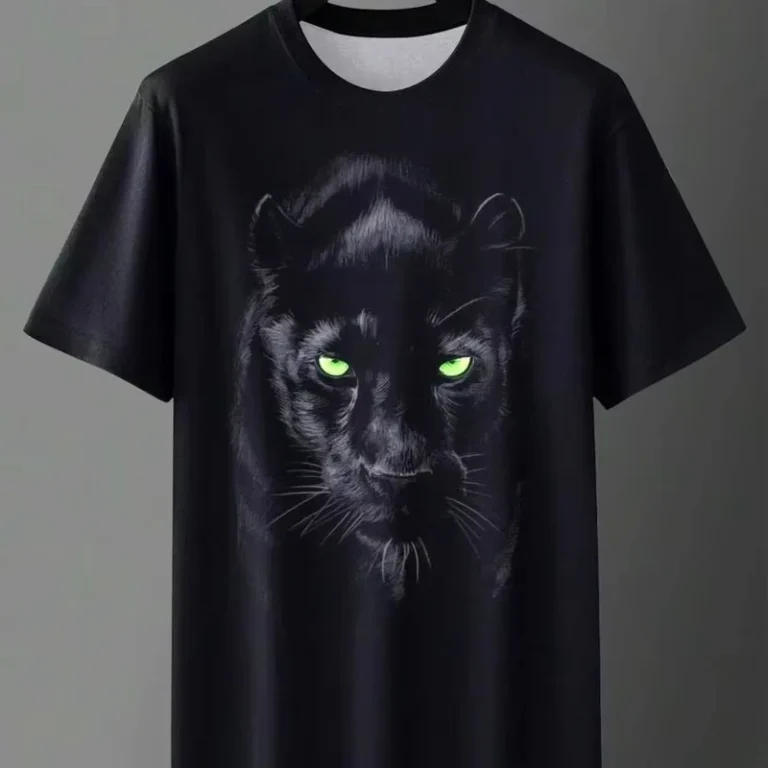 CHINEE-Mens-lion-print-crew-neck-T-shirt-short-sleeved-factory-made-customization-available