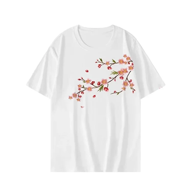 CHINEE-Moisture-Wicking-Oversized-100-Cotton-Formal-T-Shirt-Embroidery-Versatile-White
