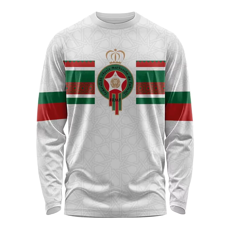 CHINEE-Morocco-Custom-Football-Shirts-Full-Pattern-Number-Digits-Long-Sleeve-Jerseys-Sportswear-Breathable-Lightweight-Full-Sleeve-Top