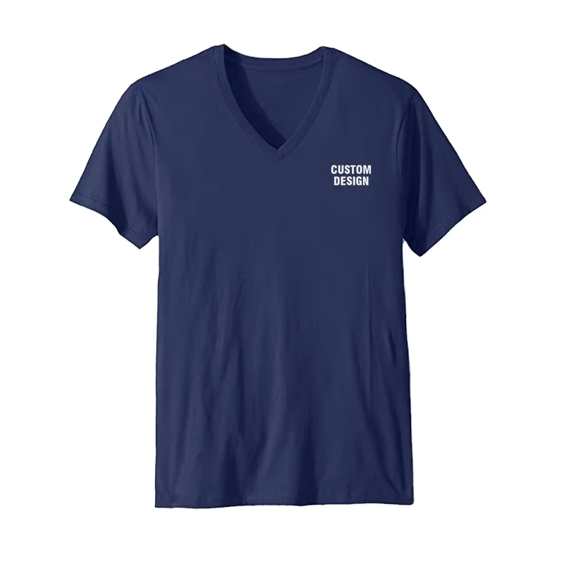CHINEE-Navy-Blue-Mens-Tshirts-v-Neck-Short-Sleeve-Soft-Cotton-t-Shirts-for-Summer-Custom-Printing-Design-logo