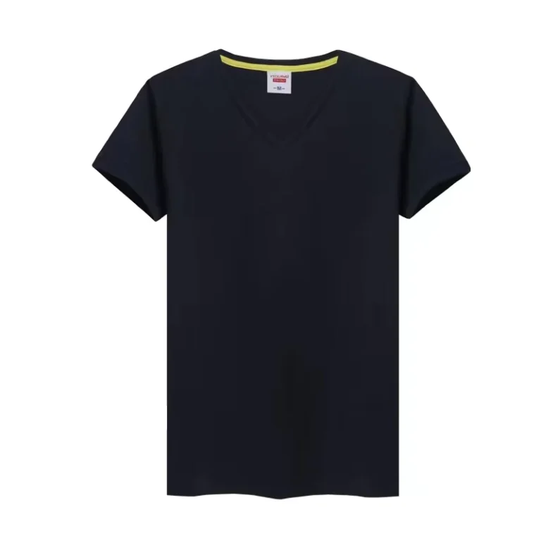 CHINEE-New-Casual-Solid-Color-Combed-Cotton-Sports-T-shirt-Mens-and-Womens-Fashion-V-neck-Short-Sleeve