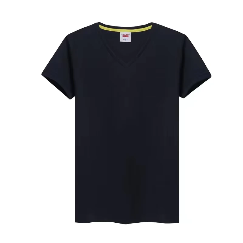 CHINEE-New-Casual-Solid-Color-Combed-Cotton-Sports-T-shirt-Mens-and-Womens-Fashion-V-neck-Short-Sleeve