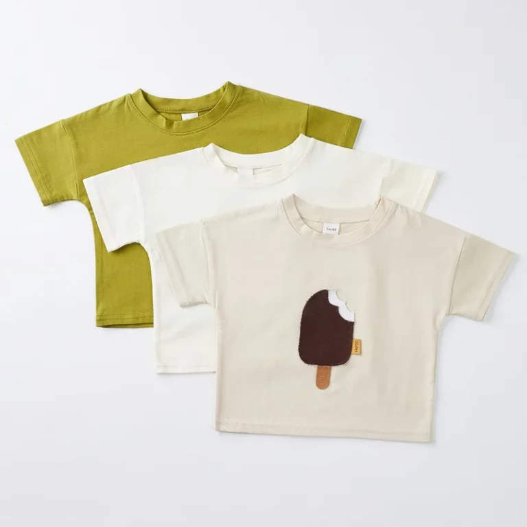 CHINEE-New-Korean-Style-Cartoon-Childrens-Summer-T-Shirt-Soft-Ice-cream-Puff-Fashionable-Loose-Cotton-Neck-Short-sleeved-Skin-friendly