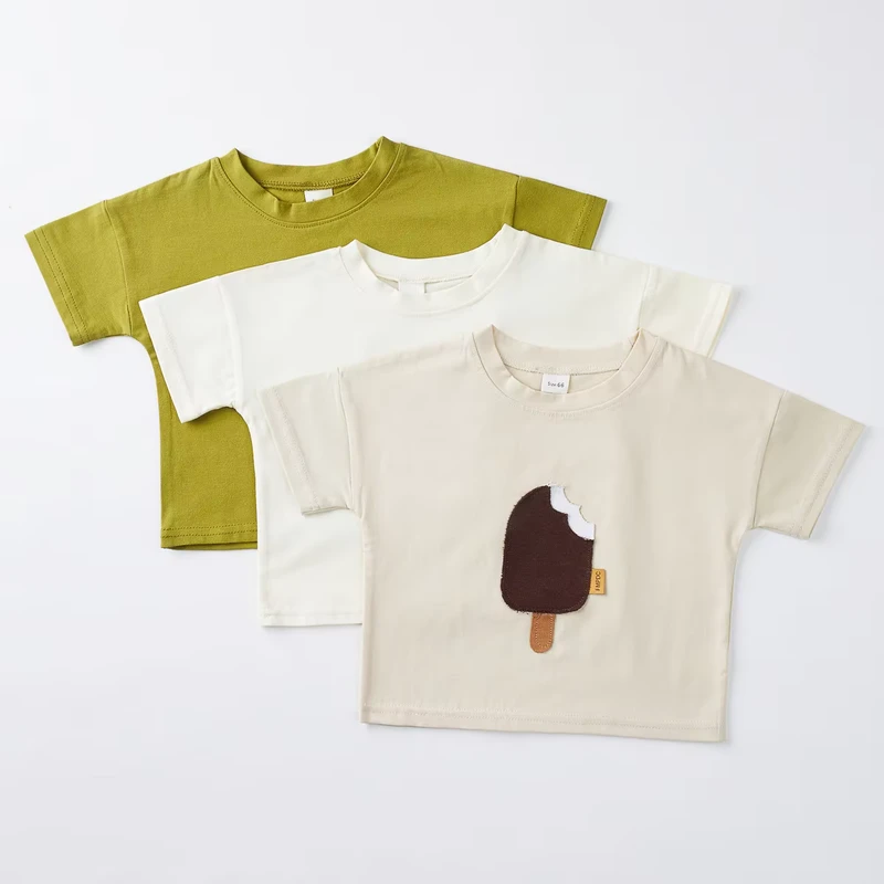 CHINEE-New-Korean-Style-Cartoon-Childrens-Summer-T-Shirt-Soft-Ice-cream-Puff-Fashionable-Loose-Cotton-Neck-Short-sleeved-Skin-friendly