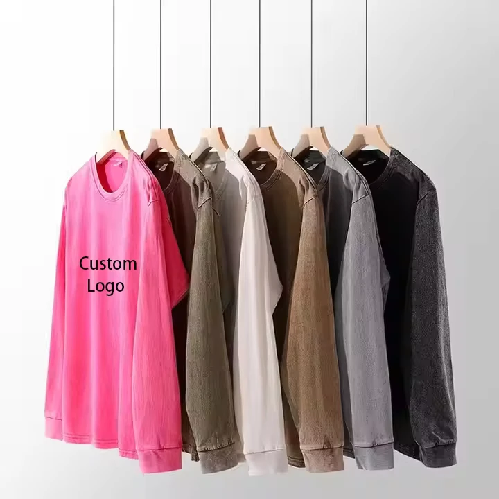 CHINEE-New-Mens-Long-Sleeve-T-Shirt-Oversized-Custom-100-Cotton-Long-Sleeve-Vintage-Acid-Washed-T-Shirt-for-Men