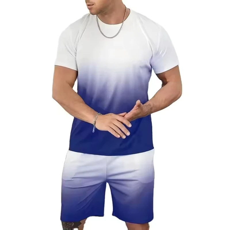 CHINEE-New-Mens-Summer-Casual-Shorts-Set-Short-Sleeve-T-Shirt-Woven-100-Cotton-Tracksuit-Outfit