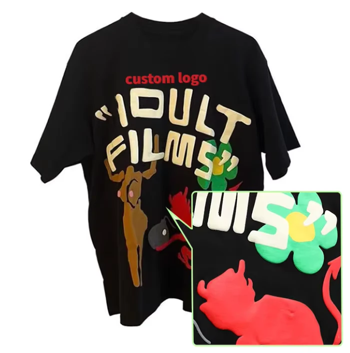 CHINEE-OEM-Heavyweight-Thick-100-Cotton-Oversized-Heat-Transfer-T-Shirts-Tee-Custom-Puff-Printed-3D-T-Shirt-Puff-Print-Tshirt