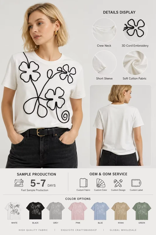 CHINEE-OEM-ODM-Manufacturer-100-Cotton-Womens-T-Shirt-with-Embroidered-Thread-Slim-Fit-Boutique-Italian-Style