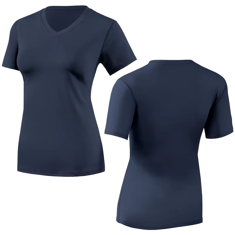 CHINEE-OEM-ODM-Summer-Short-Sleeve-Womens-V-Neck-Sweet-Quick-Drying-Breathable-Sweat-Absorbing-T-Shirt