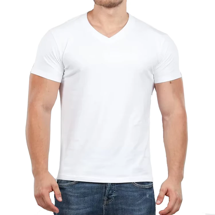 CHINEE-OEM-V-Neck-T-Shirts-Mens-Muscle-Slim-Fit-Low-Cut-180GSM-Cotton-Stretch-Knitted-Tshirts-Fitted-Tees-S-2xl-V-neck-Tshirts-for-Men
