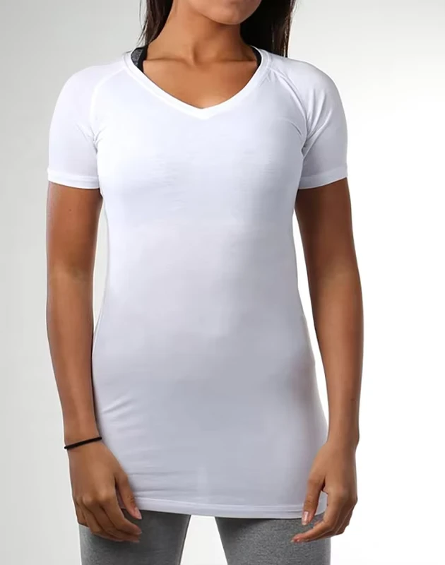 CHINEE-OEM-Womens-V-Neck-Streetwear-T-Shirts-92-Cotton-8-Spandex-Anti-Wrinkle-Quick-Dry-Custom-Silk-Screen-Printing-Regular-Fit