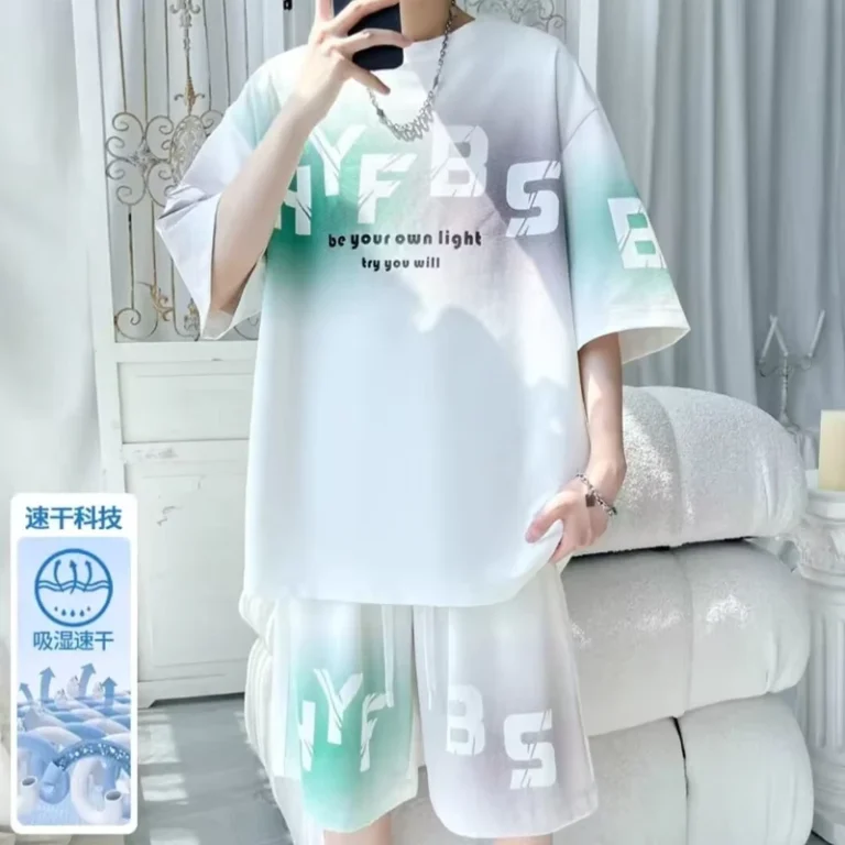 CHINEE-One-Piece-Drop-Shipping-Summer-Casual-Fashion-T-shirt-Shorts-Two-piece-Set-Trendy-Printed-Cool-Short-Sleeved-T-shirt