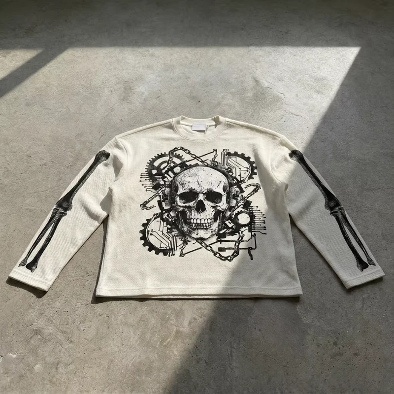 CHINEE-Ouna-Custom-Waffle-Knit-Thermal-Long-Sleeve-T-Shirts-Casual-Printing-Long-Sleeved-T-shirt