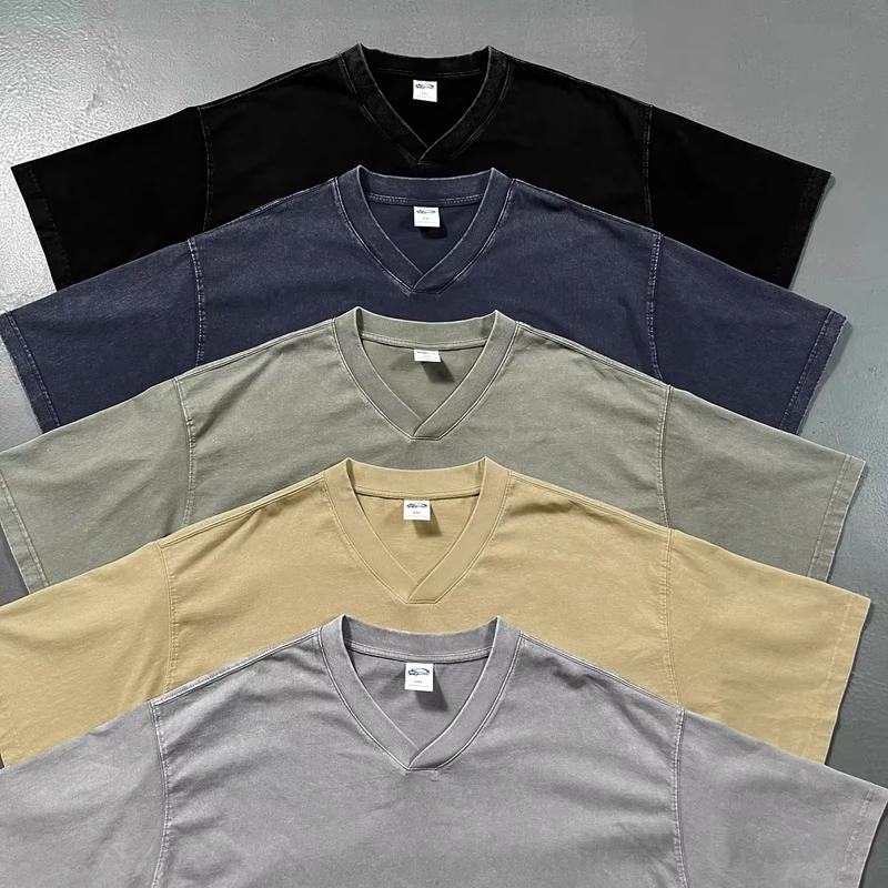 CHINEE-Oversized-T-Shirts-Mens-Slim-Fit-V-Neck-Lightweight-Tee-Tops-Men-100-Cotton-Drop-Shoulder-Tee-Shirts-Mens