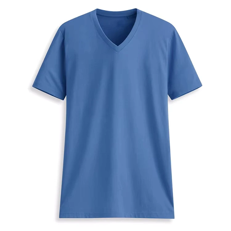 CHINEE-Plain-for-Printing-Custom-Slogan-100-Cotton-Mens-V-Neck-T-Shirt