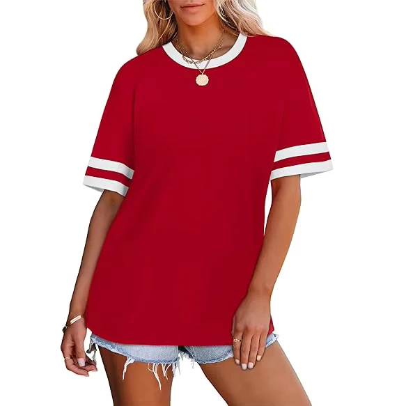 CHINEE-Polyester-Cotton-Womens-Regular-Crew-Neck-T-Shirts-Summer-Breathable-Soft-Casual-Streetwear-Blank-Tee-Tops-Customized-Colors