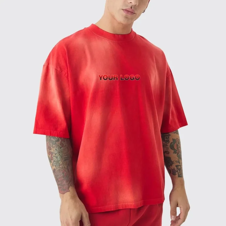 CHINEE-Premium-Quality-100-Cotton-Knitted-Sporty-Oversized-Heavy-Weight-Red-Mens-T-Shirts-Breathable-O-Neck-Short-Sleeve-260g-Summer