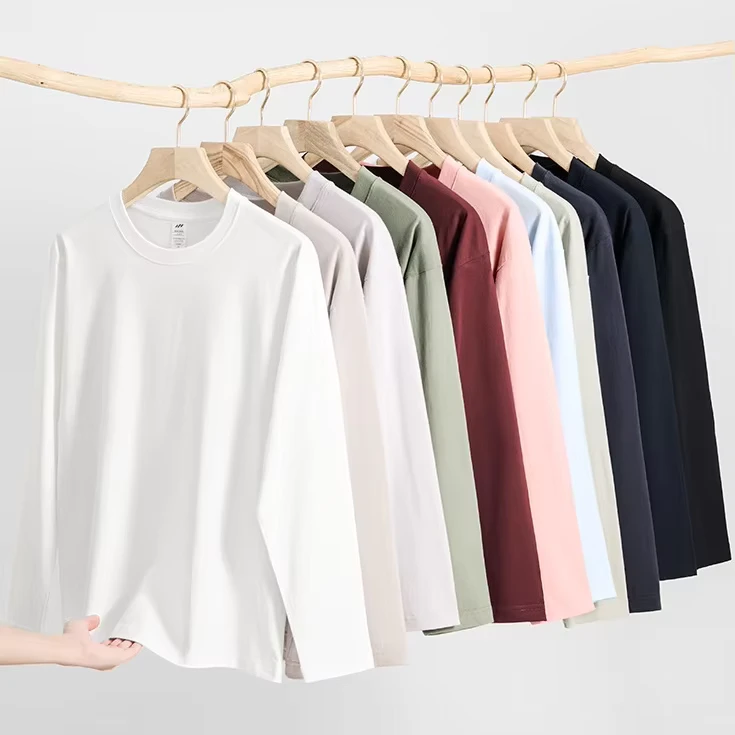 CHINEE-Premium-Quality-Custom-Long-Sleeve-T-shirt-230g-Heavyweight-Boxy-Crew-Collar-100-Cotton-Long-Sleeve-Blank-T-Shirt-for-Men