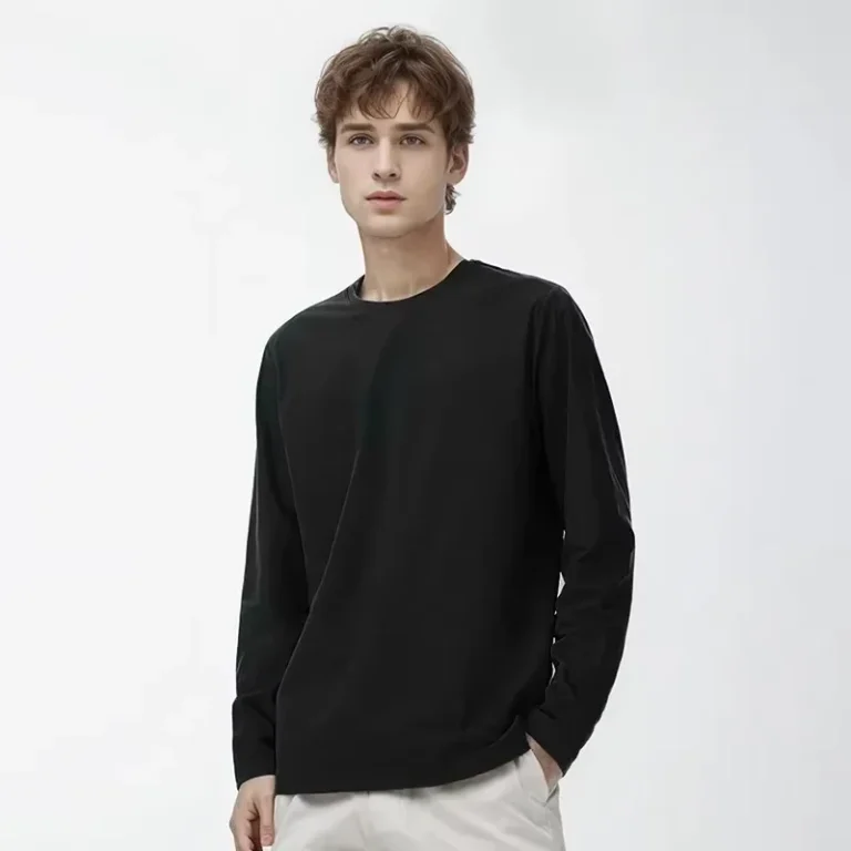 CHINEE-Premium-Quality-Unisex-100-Cotton-Long-T-Shirt-Full-Sleeves-Ribbed-Neck-Solid-Pattern-Blank-Casual-Style-Breathable-Regular-Fit