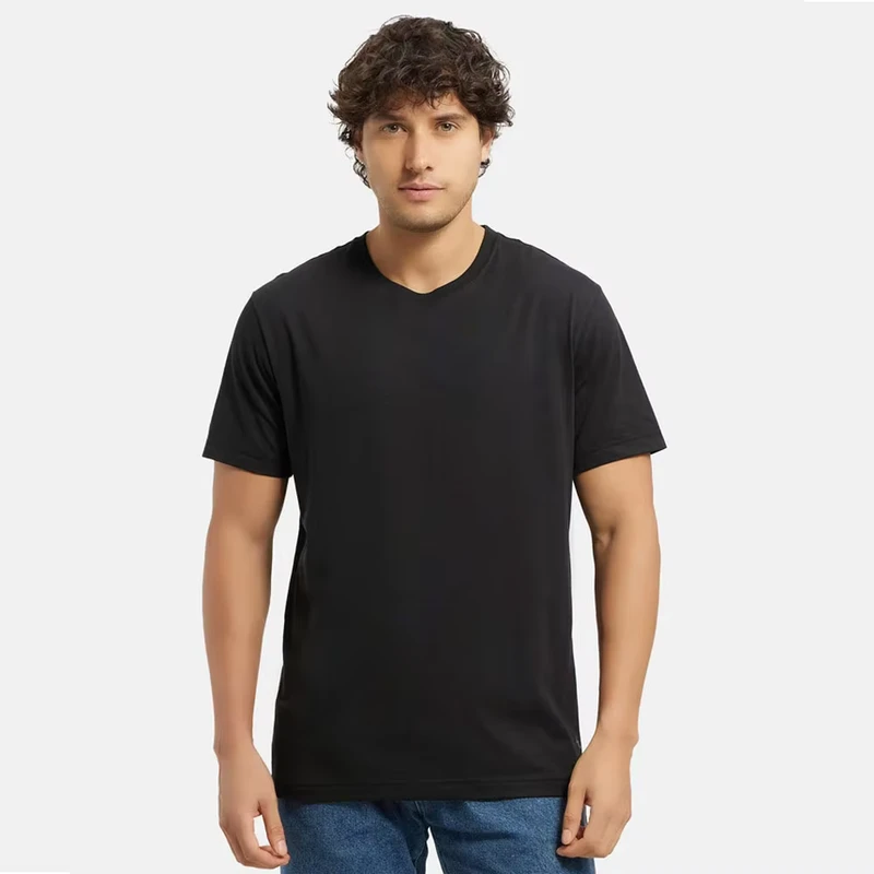CHINEE-Premium-Quality-V-Neck-Black-T-Shirt-Short-Sleeve-T-Shirts-Black-Regular-Fit-Essential-Crew-Neck-T-Shirt