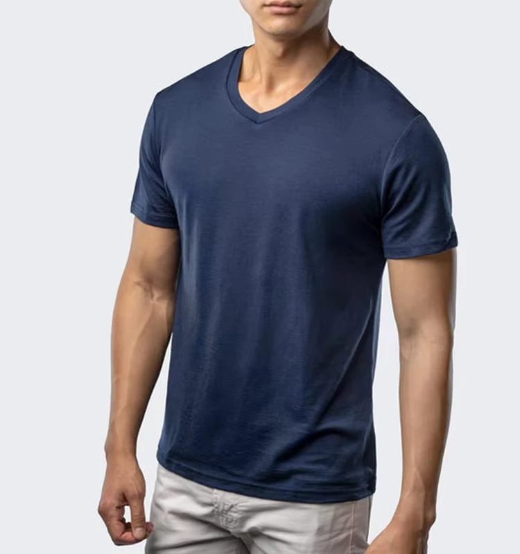CHINEE-Premium-Soft-V-Neck-T-Shirt-Men-Active-Wear-Short-Sleeve-Tee