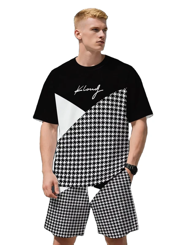CHINEE-Premium-Summer-Fashion-Mens-Color-Block-3D-Print-2-Piece-Set-Short-Sleeve-T-Shirt-Shorts-Casual-Summer-Outfit