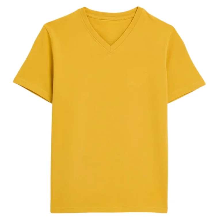 CHINEE-Premium-V-Neck-Yellow-T-Shirt-Soft-Cotton-Unisex-Basic-Tee-Custom-Logo-Printing-High-Quality-OEM-Bulk-Casual-Wear