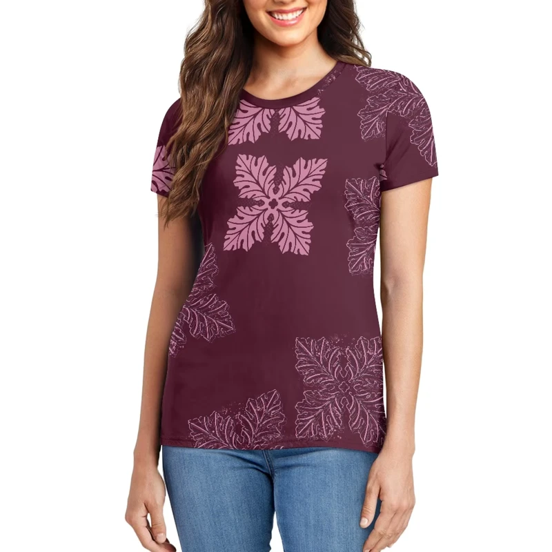 CHINEE-Print-on-Demand-Casual-Wear-Clothing-Customization-Hawaiian-Fabrics-Fashion-Prints-Breathable-Womens-Round-Neck-T-Shirt
