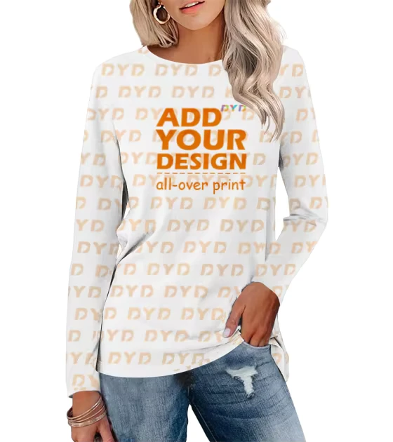 CHINEE-Print-on-Demand-Womens-Polyester-Shoulder-Insert-Sleeves-Round-Neck-T-Shirt-Drop-Shipping-Long-Sleeve-T-Shirts