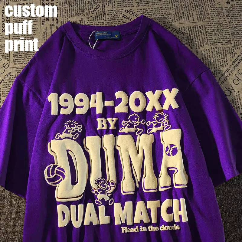 CHINEE-Puff-Printing-Regular-Fit-100-Cotton-Woven-T-Shirt-Custom-Unisex-3D-Pattern-240g